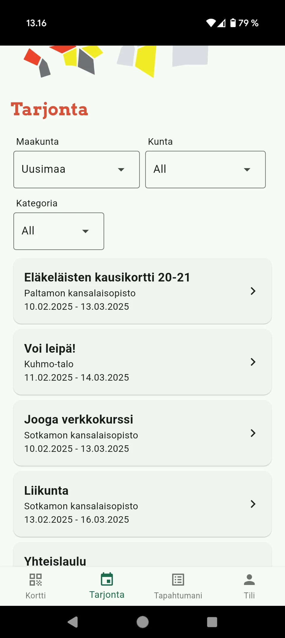 Kaikukortti screenshot